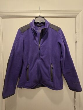 L.L.Bean Deep Purple Fleece Jacket with Gray Trim Size M